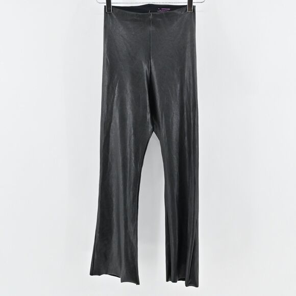 COMMANDO Pants Womens Size M Solid Black Faux‎ Leather Cropped Flare Pull On NEW - Picture 1 of 12
